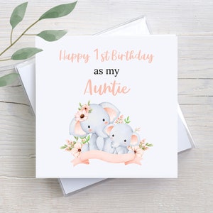 Personalized 1st Birthday Card For Auntie: From Niece