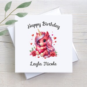 Unicorn Birthday Card: Personalized Daughter or Granddaughter Gift