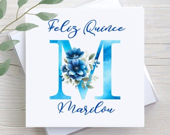 Custom Feliz Quinceañera Card: Personalized Greeting