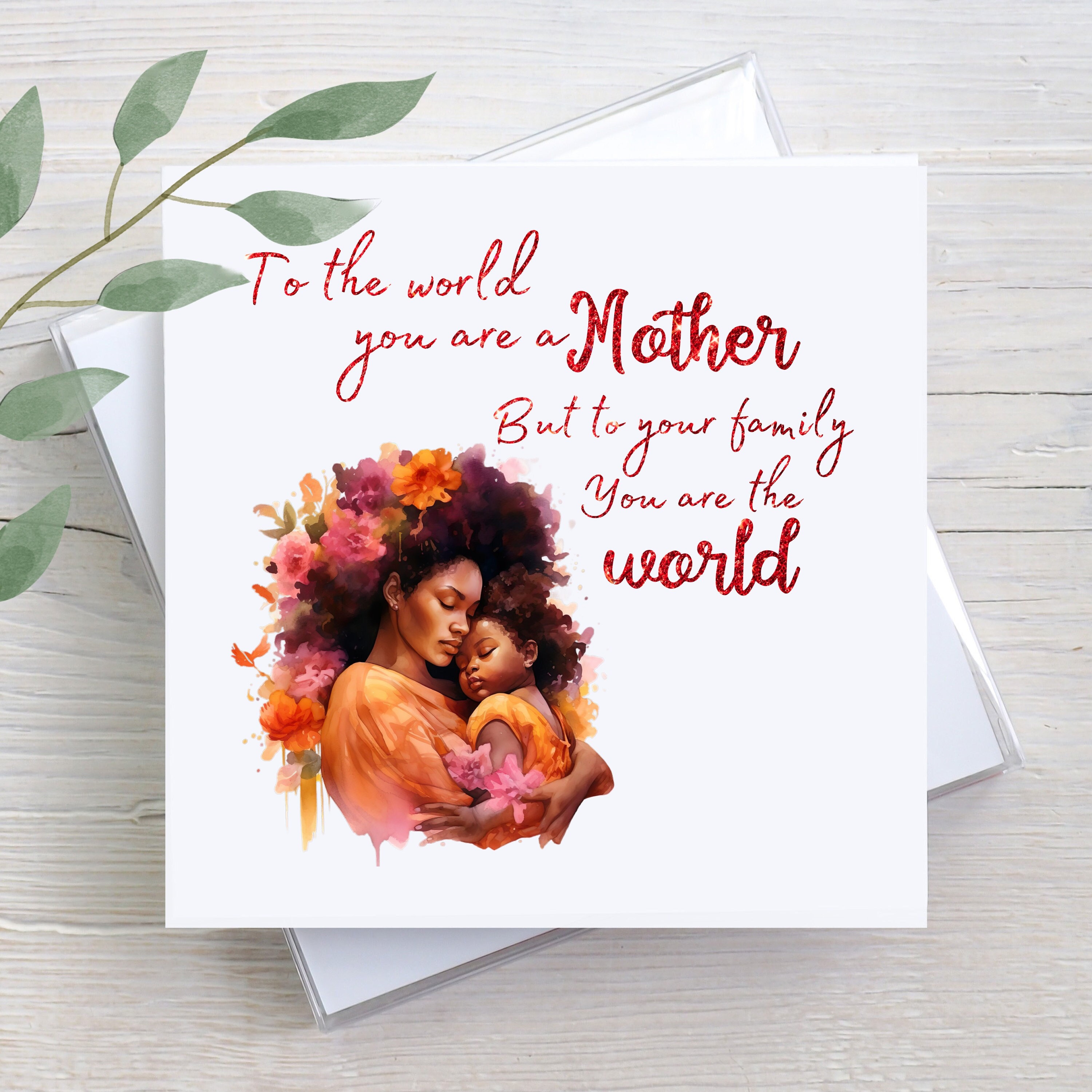 Ethnic Mother's Day Card, Custom Greeting Card, Custom Foil Card, Black ...