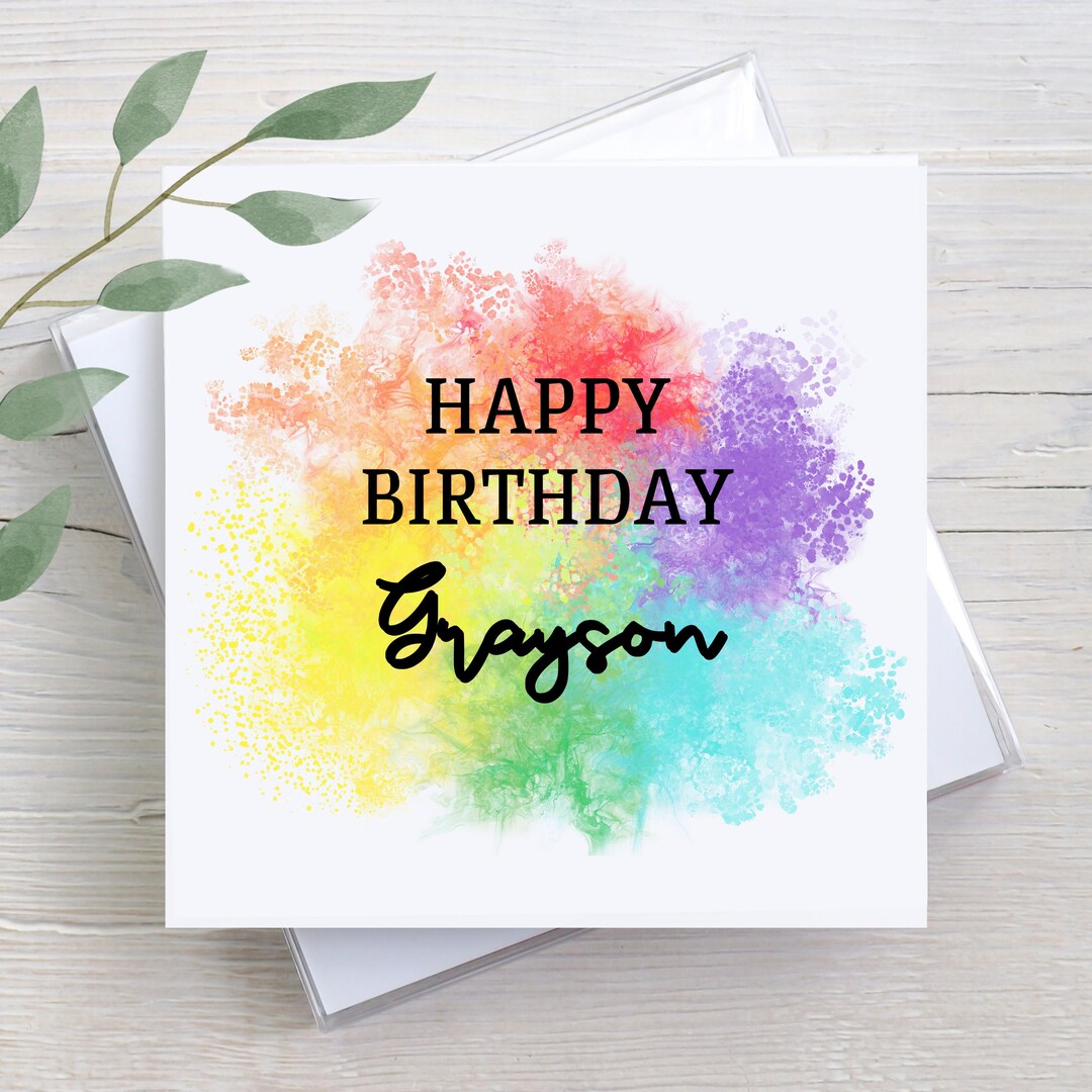 Personalized Birthday Card, Custom Rainbow Gift, Rainbow Birthday Card