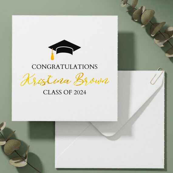 Gold Foil Graduation Card: Personalized Class of 2024 Greeting - Etsy