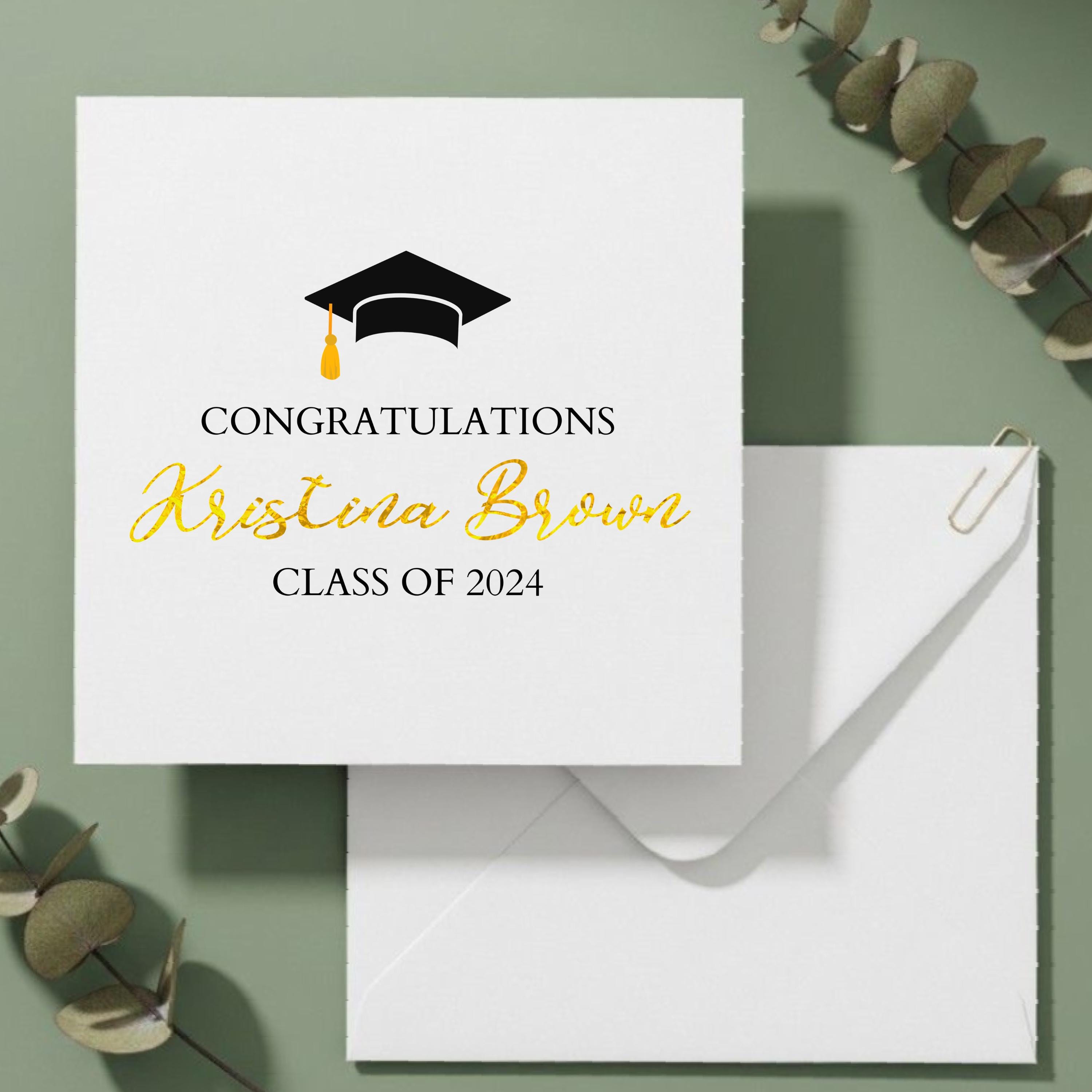 Gold Foil Graduation Card: Personalized Class of 2024 Greeting - Etsy