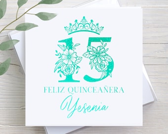 Custom Foil Quinceañera Card: Personalized Birthday Greeting