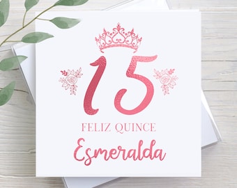 Custom Quinceanera Birthday Card, Personalized Greeting