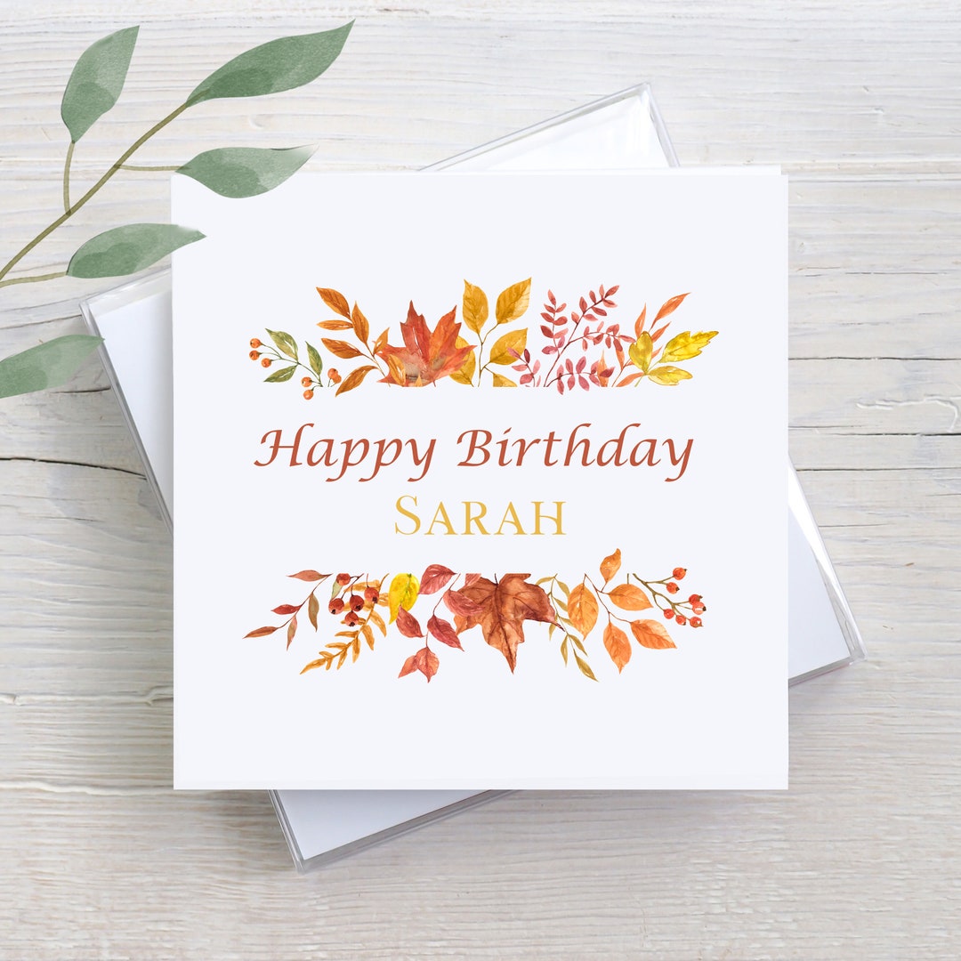Autumn Leaves Birthday Card: Personalized Fall Greeting Card - Etsy