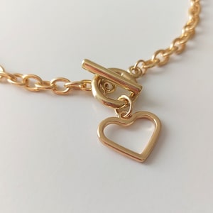 Gold Chunky Heart Necklace/Gold Chunky Chain Necklace