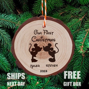 Personalized Christmas Disney Ornament, Our First Christmas Wood Ornament, Minnie and Mickey Mouse Christmas Ornament, Anniversary Gift 2025