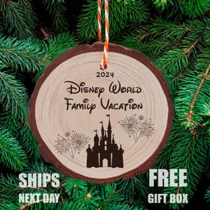 Disneyland Family Vacation Ornament, Disney World Family Ornament, Disney Castle Gift, Magic Kingdom Wooden Christmas Bauble