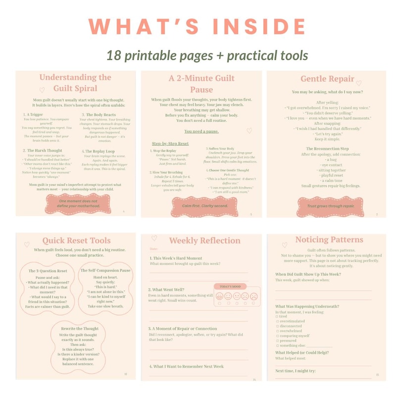 Mom Guilt Reset Toolkit | Overwhelmed Mom Self-care Journal (digital ...