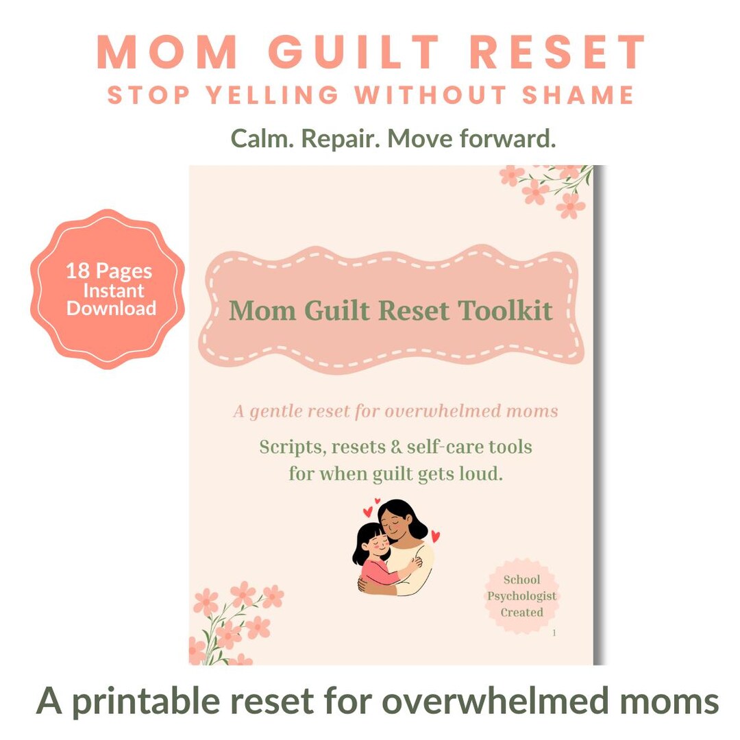 Mom Guilt Reset Toolkit | Overwhelmed Mom Self-care Journal (digital ...
