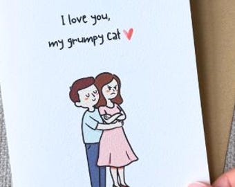 Anniversary Card, Valentines Card, Love Card, Apology Card, Sorry Card, Relationship Card, Grumpy Cat Girlfriend, Golden Retriever Boyfriend