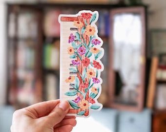 Illustrated and cut-out bookmark "Flower Piano"