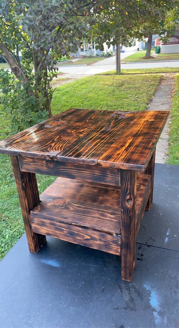 Burnt Wood Table Etsy