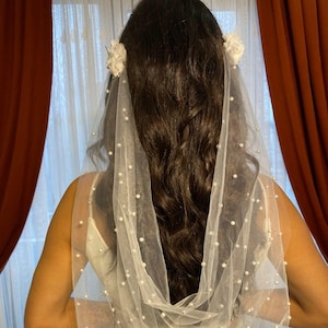 Drape Veil Hair Piece, Pearl wedding Draped Veil,Boho Wedding Veil,Ethereal Wedding Veil,Boho veil,swoop veil