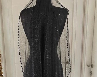 Black sparkling bridal veil, Black shimmer wedding veil, Black sparkly bridal veil, Black sparkle wedding veil,gothıc bridal, noir wedding