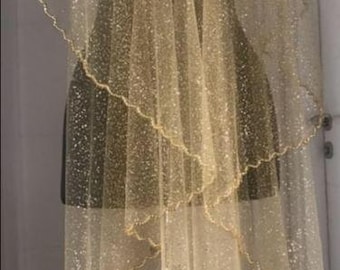 gold sparkling wedding veil, gold shimmer wedding veil, sparkly bridal veil, gold sparkle wedding veil