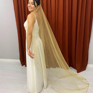 gold Sparkle bridal Veil, gold Glitter wedding veil, gold shimmer wedding  veil, chapel veil, Fingertip veil, Wedding Veil, Cathedral veil