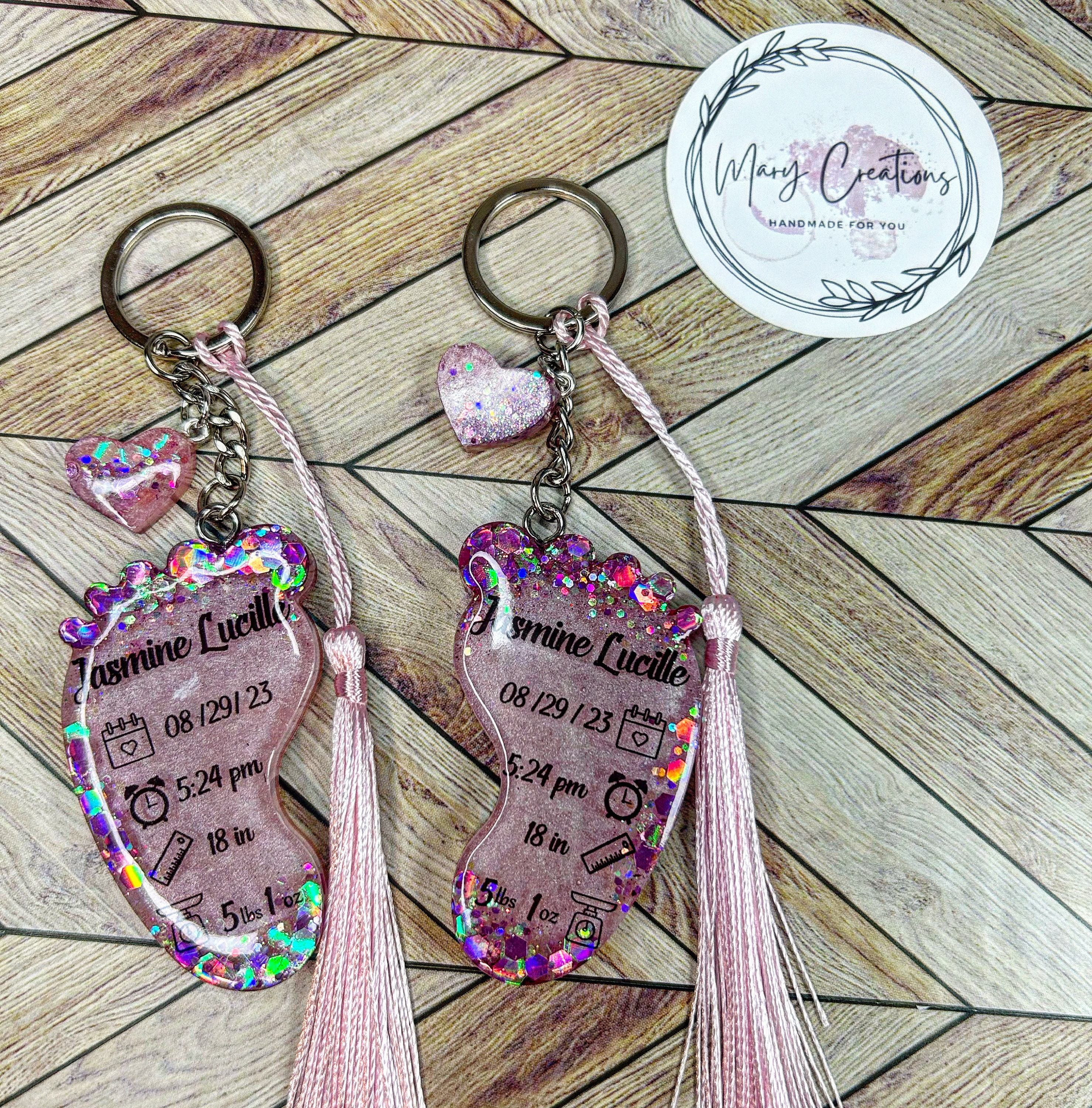 Personalized Baby Feet Keychain / Personalized Birth Announcement ...