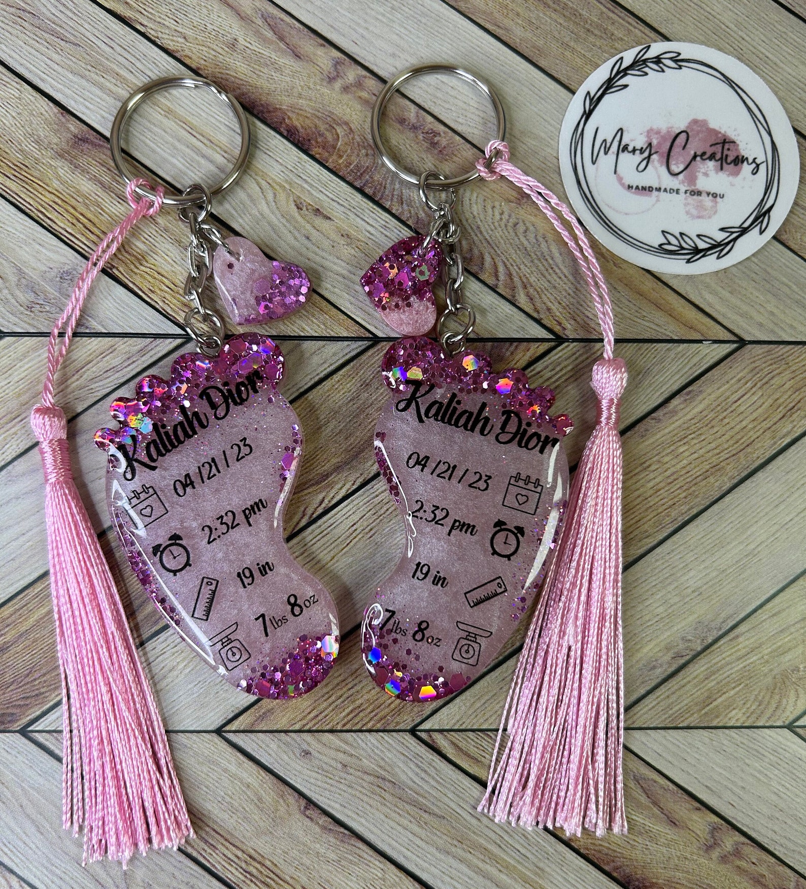 Personalized Baby Feet Keychain / Personalized Birth Announcement ...