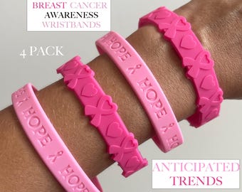 Breast Cancer Awareness wristband full set 4 silicone wristbands gift pack