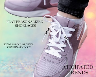 Flat PERSONALIZED Colorful Shoelaces Many Amazing COLORS to Choose From Custom Special Gifts We Ship Out Fast From The USA!!!!