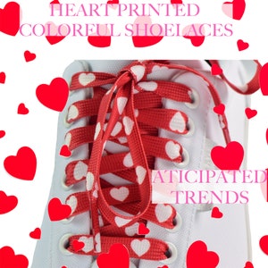 Flat Colorful Heart Printed Shoelaces Lovely Valentines Day Laces We Ship Out Fast From The USA!!!!
