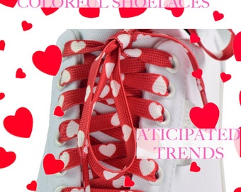 Flat Colorful Heart Printed Shoelaces Lovely Valentines Day Laces We Ship Out Fast From The USA!!!!