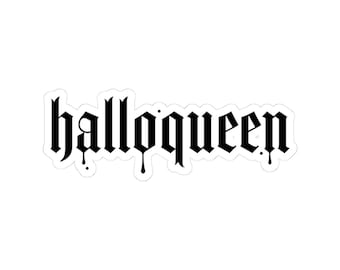Halloqueen Sticker, Gothic Halloween Decor, Glossy Vinyl Kiss-Cut Sticker