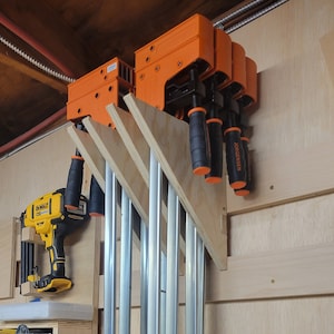 Clamp Storage Organizer for French Cleat Wall, Modular Wall Organization, Pipe Clamps, Parallel Clamps, F Clamps, Panel Clamps