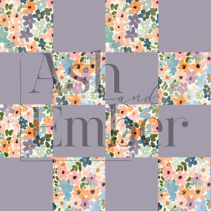 Spring & Summer Floral Checkered Seamless Pattern