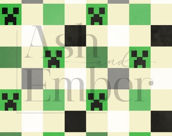 Creeper rutigt spelinspirerat sömlöst mönster