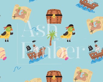Ahoy Pirate Treasure Seamless Pattern