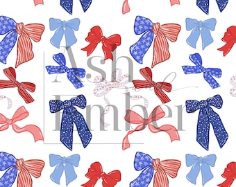 Red, White & Bows 4th of July Seamless Pattern