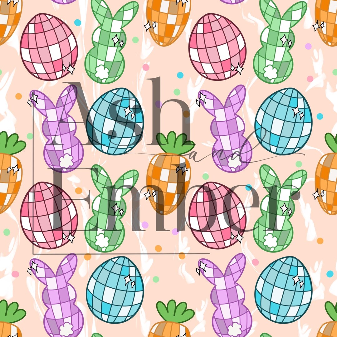 Disco Colorful Retro Easter Bunnies Seamless Pattern - Etsy