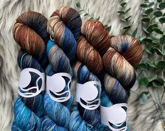 Blue Morpho, Merino Sock Hand Dyed Yarn.
