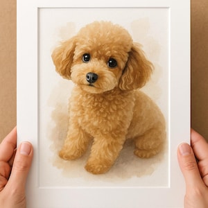 Poodle Portrait From Photo, Watercolor Dog Painting, Personalized Pet Memorial Gift, Hand Painted Art- NO AI USED