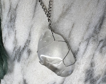 Clear Quartz Crystal Necklace - Tumbled Stone
