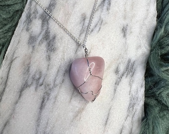Rose Quartz Crystal Necklace - Tumbled Stone