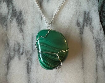 Malachite Crystal Necklace - Tumbled Stone