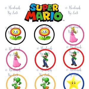 Super Mario Cupcake Toppers Printable, Instant Download Birthday Party Decor.