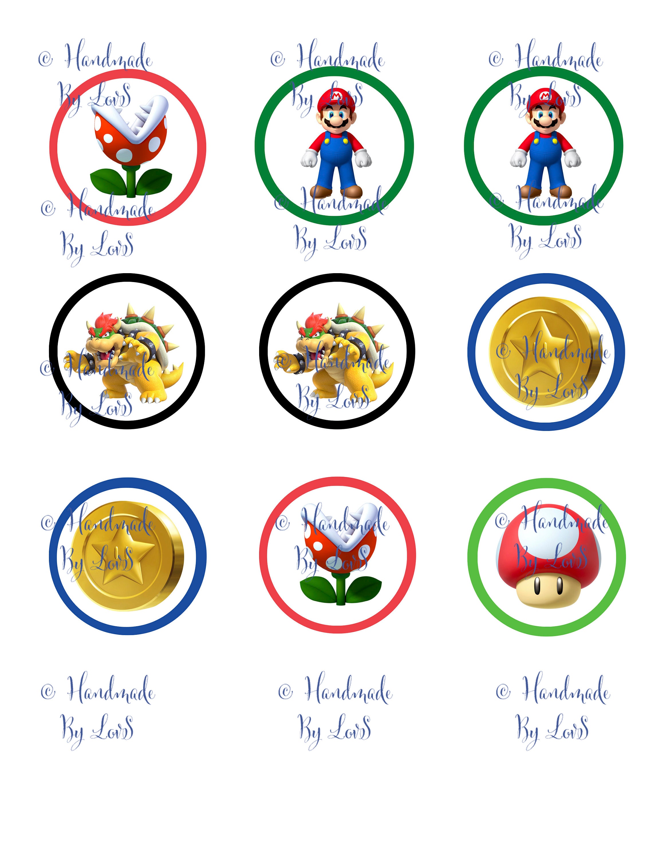 Printable Cupcake Toppers Mario B - Etsy