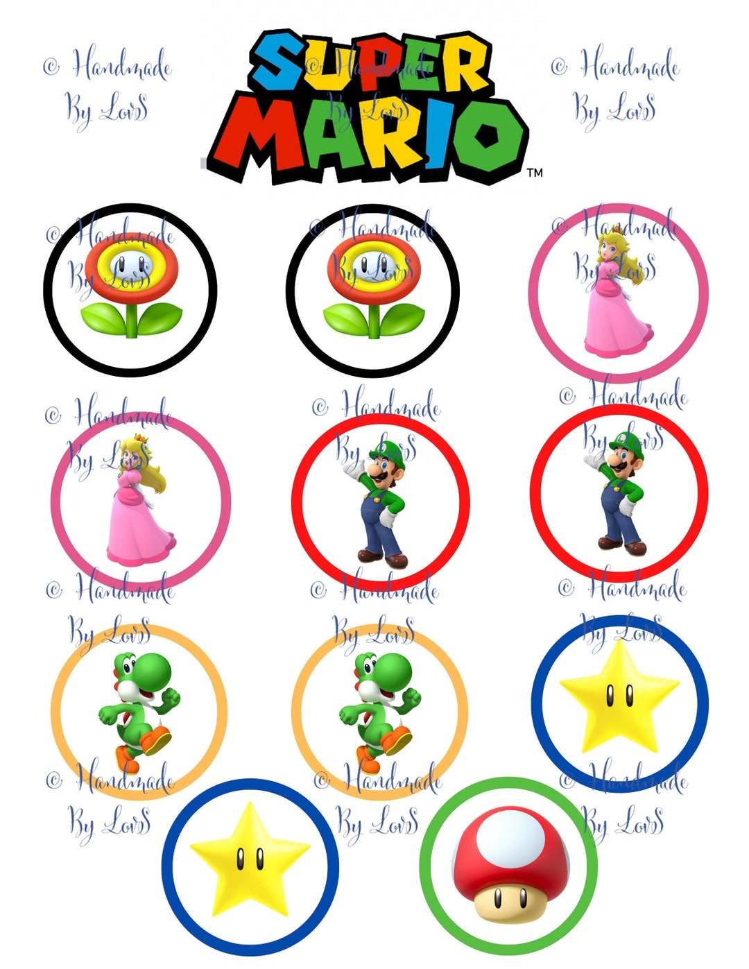 Printable Cupcake Toppers Mario B - Etsy