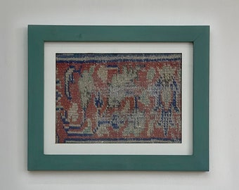 Handmade Framed Turkish Rug Wall Decor: Vintage Anatolian Design