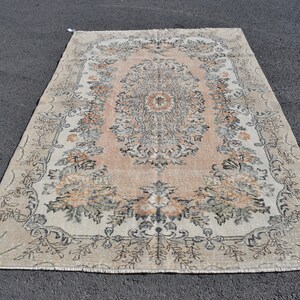 Handmade Wool Turkish Rug: 5x9 Vintage Oushak Rug, Boho Decor