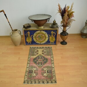 2x4 Vintage Rug, Abrash Hand Made Rug, Turkish 2x4 Entry DoorMat Rug, Home Decor Rug, 2x4 Oushak Rug, Antique DoorMat Rug, Anatolian 2x4 Rug