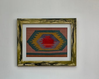 Tappeto turco tessuto a mano: decorazione da parete con cornice vintage