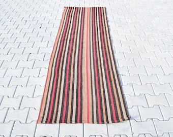 Vintage Striped Wool Kilim Runner Rug - 2.55x8 ft