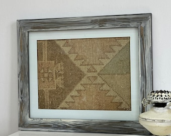 Anatolian Rug Framed Wall Art: Vintage Turkish Carpet, Wood Frame