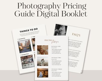 Modèle de guide de prix de photographie, guide de prix de photographie de mariage, liste de prix de mariage, feuille de prix de mariage, modèle Canva